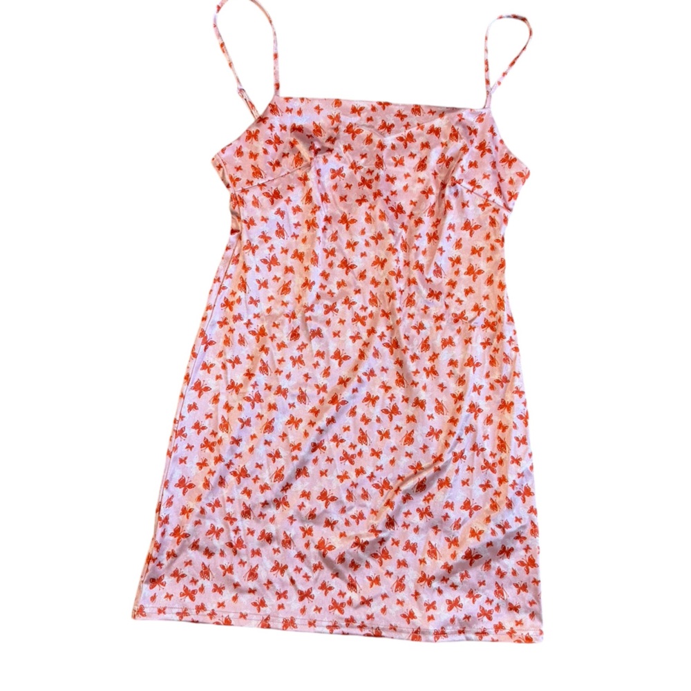 Urban Outfitters pink mini dress with butterflies size L